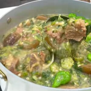 Oiless Okro soup with turkey and banku/Eworkple